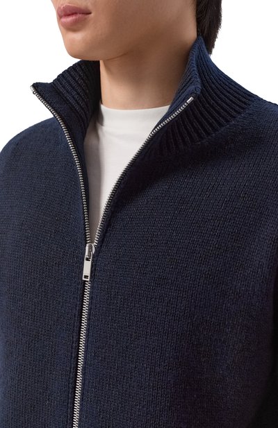 Кардиган из шерсти и хлопка JIL SANDER темно-синего цвета по цене 264500 руб., арт. J61HP0006/J14825, фото 5 Кардиган из шерсти и хлопка JIL SANDER, арт. J61HP0006/J14825, фото 5