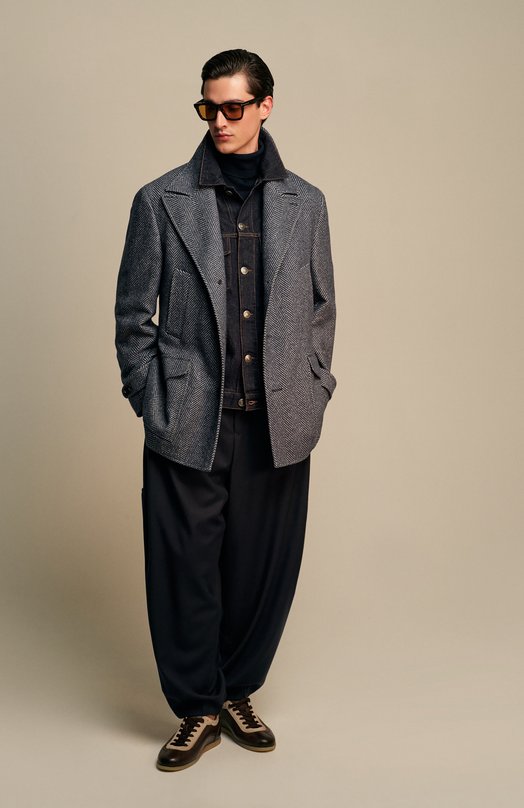 Кожаные кеды Brunello Cucinelli MZUVRSD337 Коричневый  MZUVRSD337 Фото 7