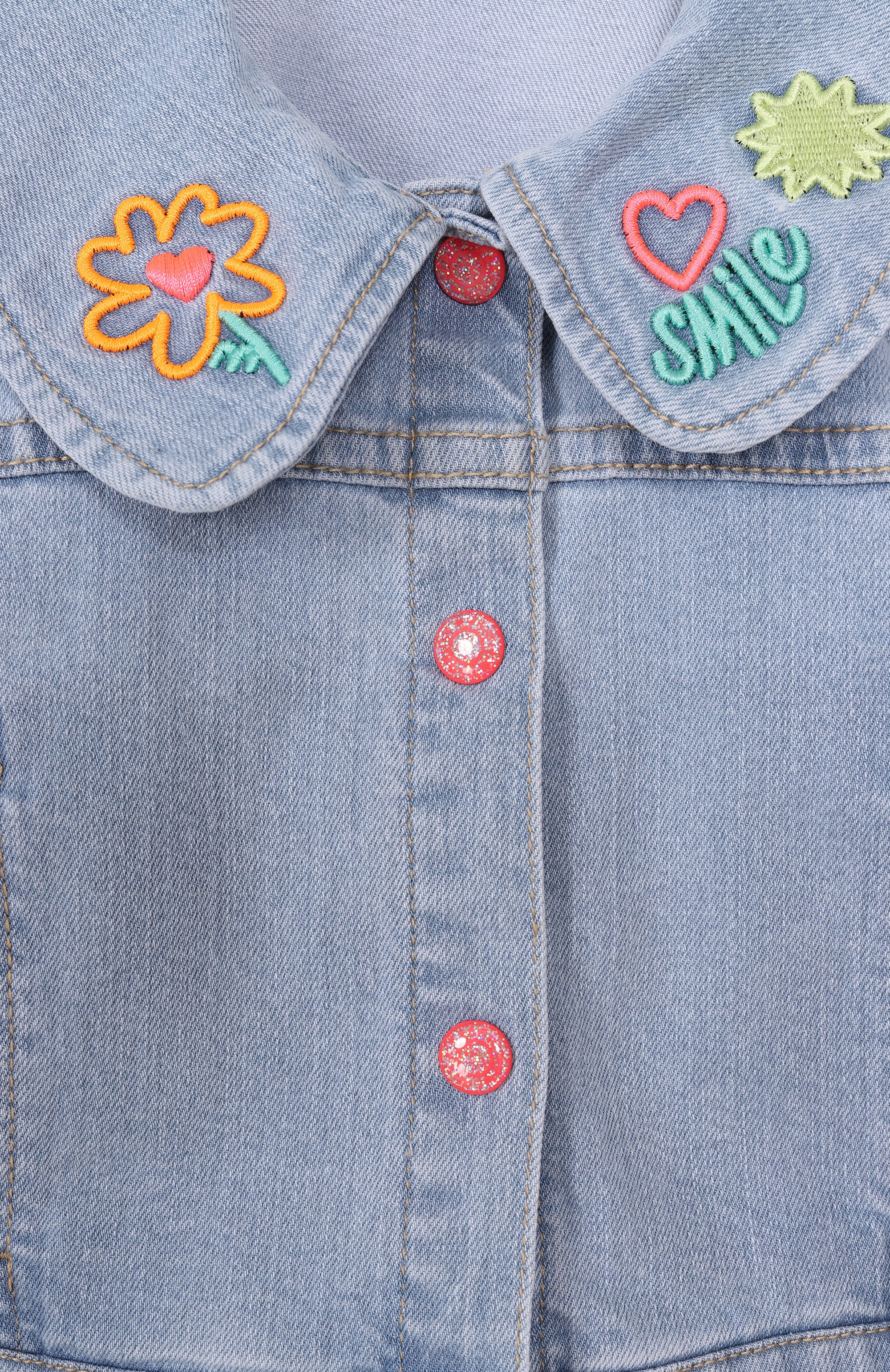 Джинсовая куртка BILLIEBLUSH голубого цвета по цене 13850 руб., арт. U21765, фото 3 Джинсовая куртка BILLIEBLUSH, арт. U21765, фото 3