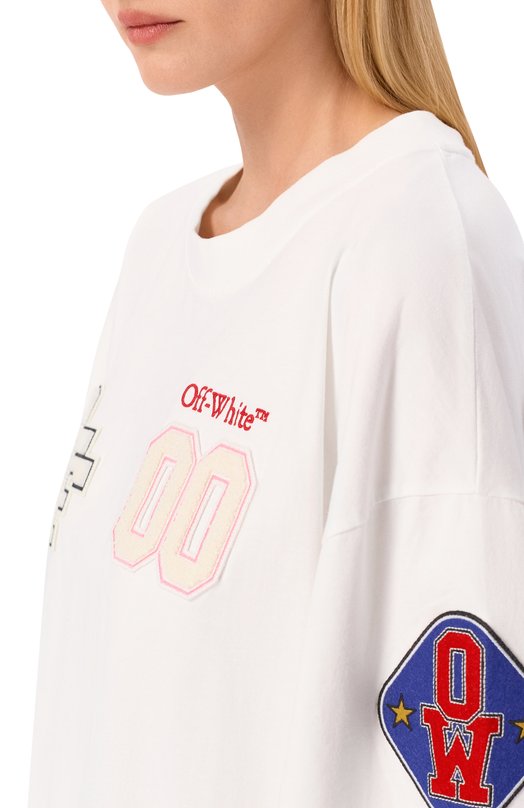 Хлопковое платье Off-White 0WDH00AS26JER002 Белый  0WDH00AS26JER002 Фото 4