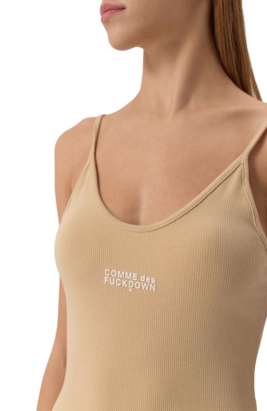 Хлопковое платье Comme des Fuckdown CFABW01252 Бежевый  CFABW01252 Фото 5