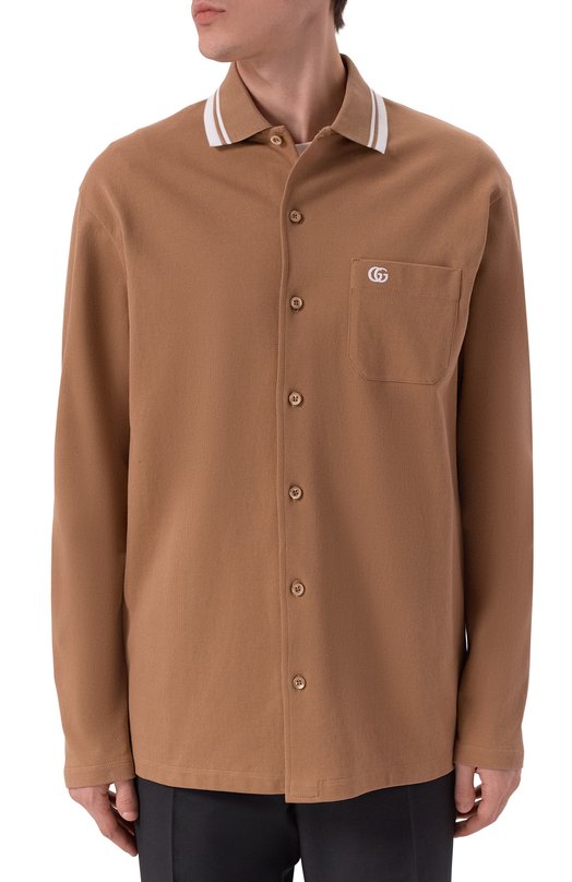 Хлопковая рубашка Gucci 815513/XJG16 Бежевый  815513/XJG16 Фото 3