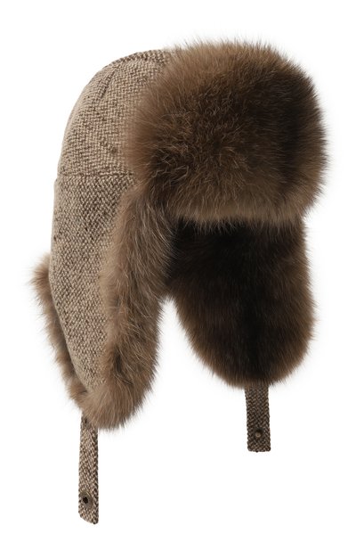 Кашемировая шапка-ушанка с отделкой из меха соболя BLACK SABLE, арт. BS-005F12/MW, фото 1