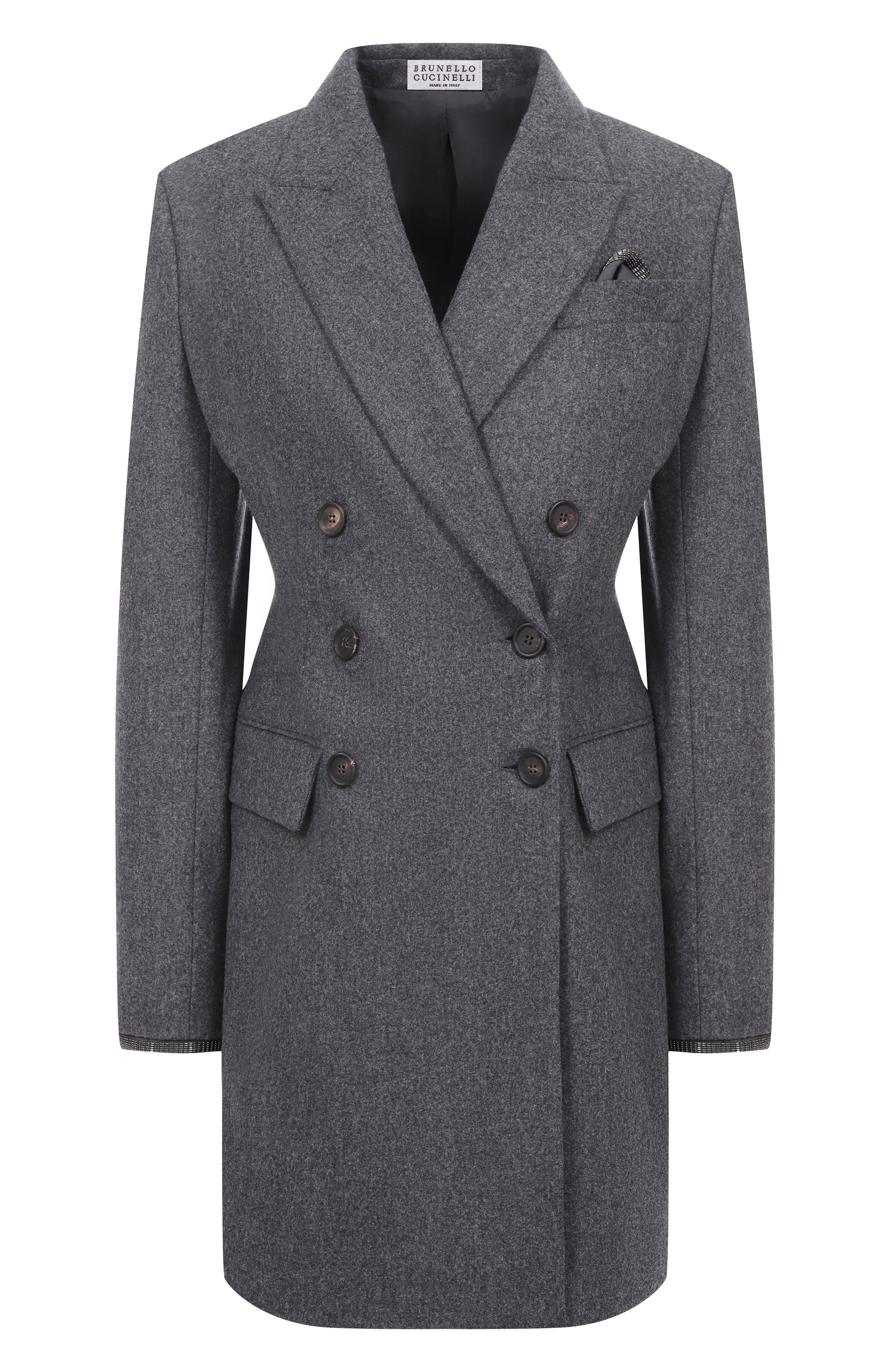 Шерстяное платье BRUNELLO CUCINELLI серого цвета по цене 499500 руб., арт. M038PA5427, фото 1 Шерстяное платье BRUNELLO CUCINELLI, арт. M038PA5427, фото 1