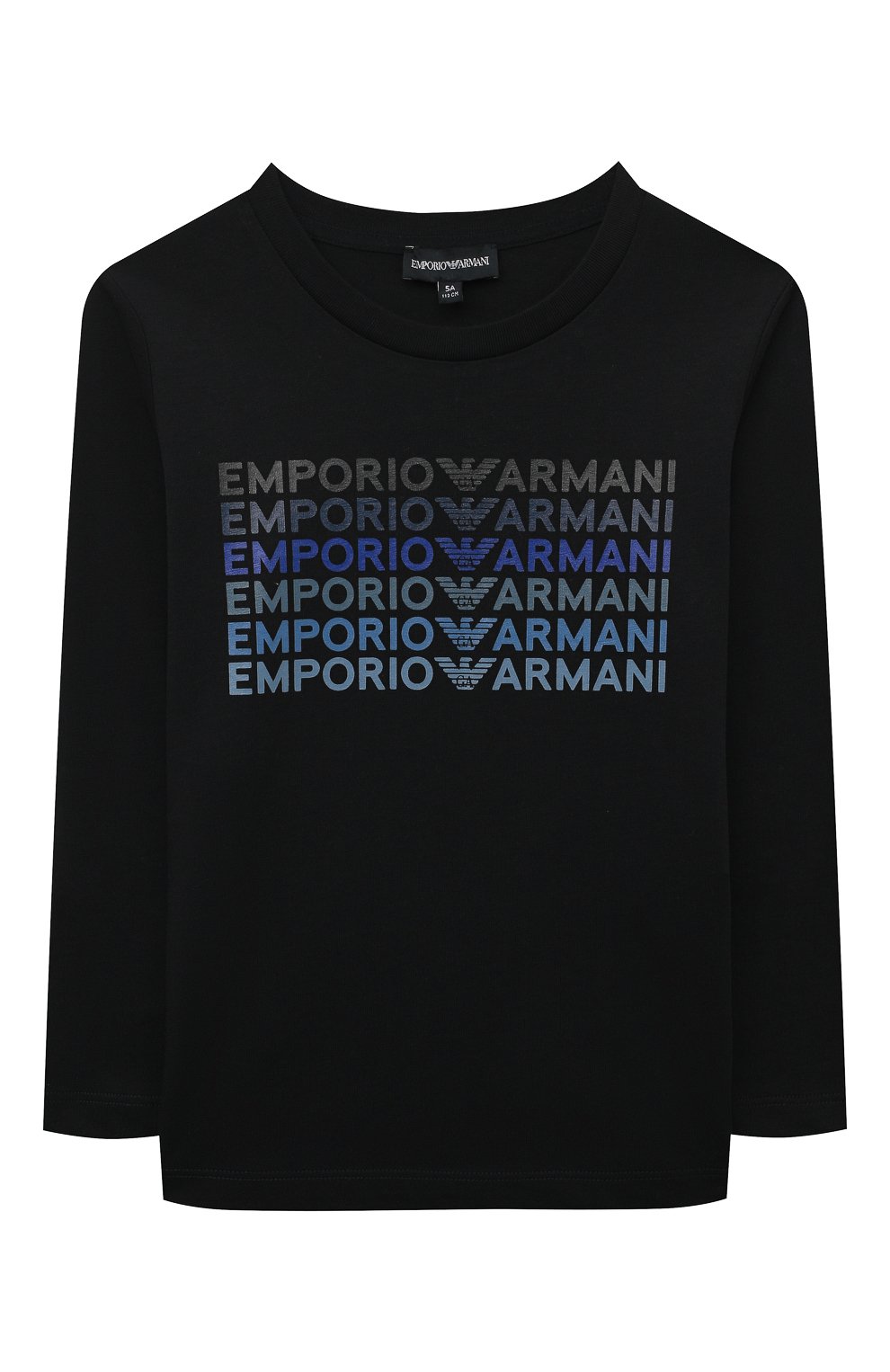 Хлопковый лонгслив EMPORIO ARMANI темно-синего цвета по цене 8995 руб., арт. 6L4TJ6/4J5WZ, фото 1 Хлопковый лонгслив EMPORIO ARMANI, арт. 6L4TJ6/4J5WZ, фото 1