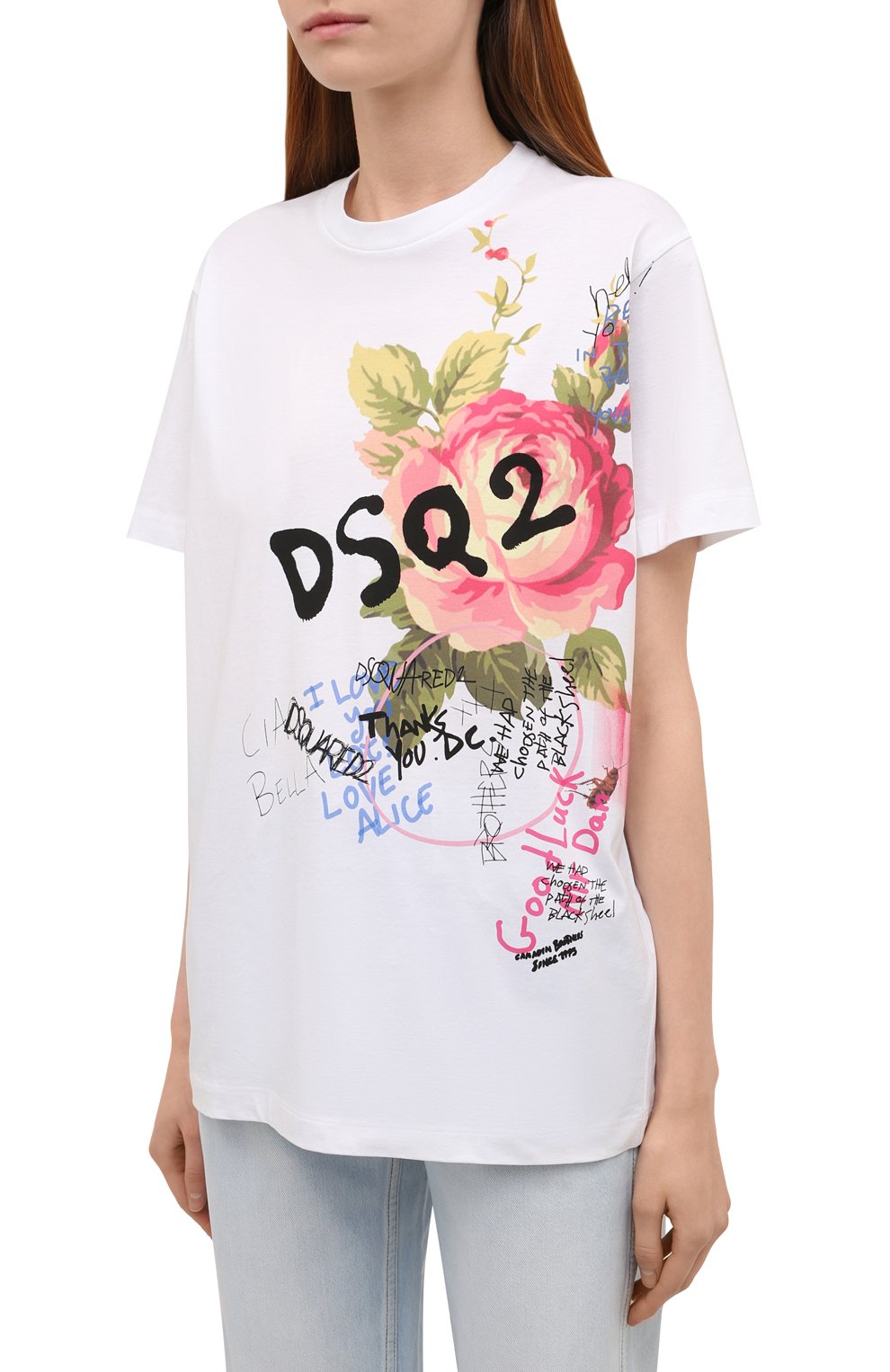 Хлопковая футболка DSQUARED2 белого цвета по цене 22150 руб., арт. S75GD0276/S23009, фото 3 Хлопковая футболка DSQUARED2, арт. S75GD0276/S23009, фото 3