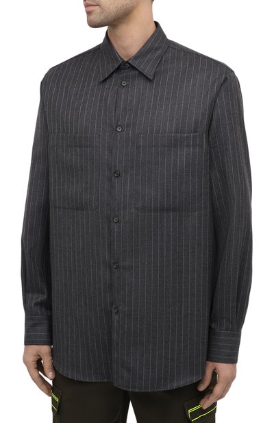 Шерстяная рубашка VALENTINO серого цвета по цене 119500 руб., арт. UV0ABF206QJ, фото 3 Шерстяная рубашка VALENTINO, арт. UV0ABF206QJ, фото 3