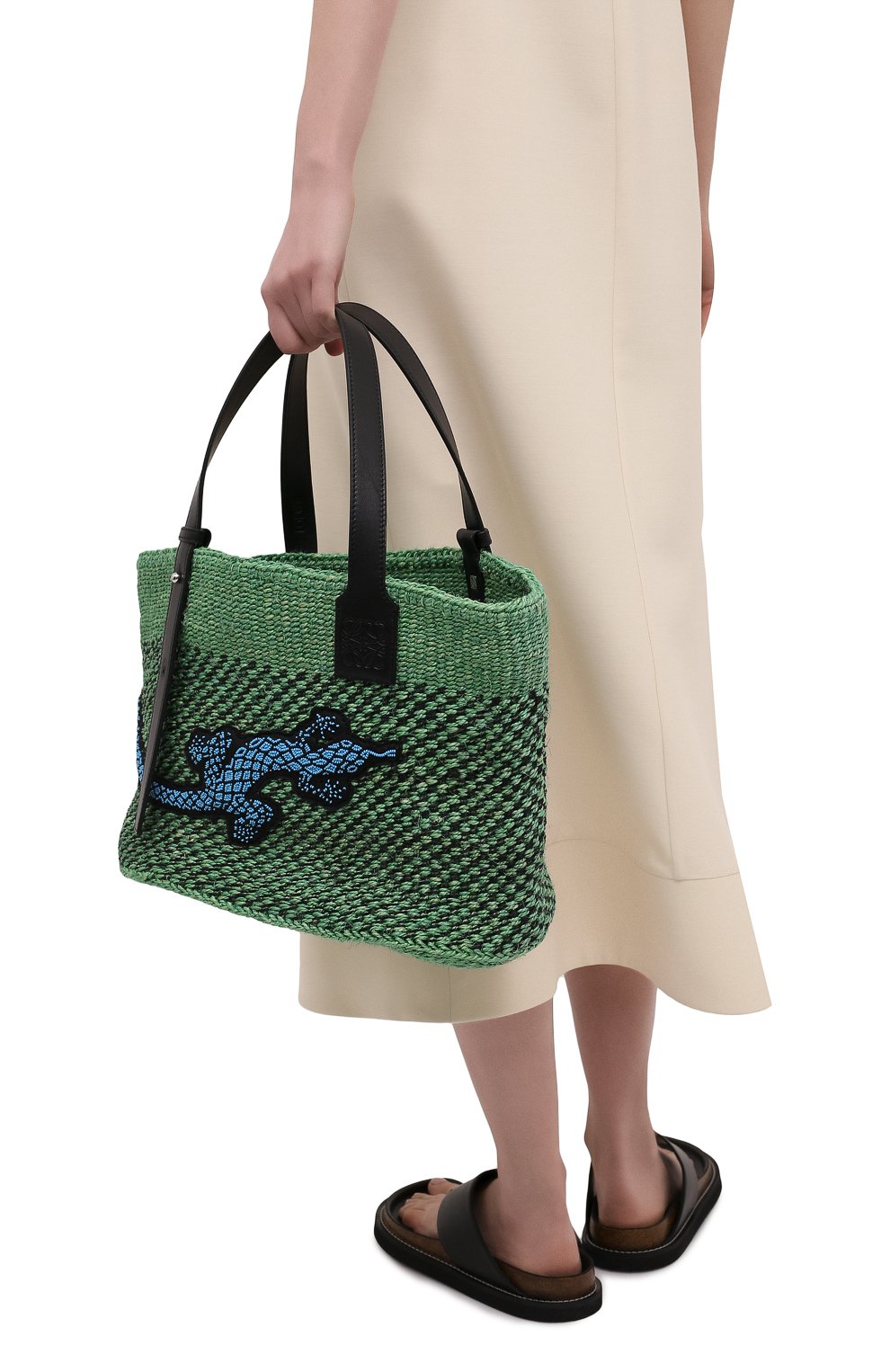 Сумка basket loewe x paula's ibiza LOEWE зеленого цвета по цене 83650 руб., арт. A223T82X01, фото 2 Сумка basket loewe x paula's ibiza LOEWE, арт. A223T82X01, фото 2