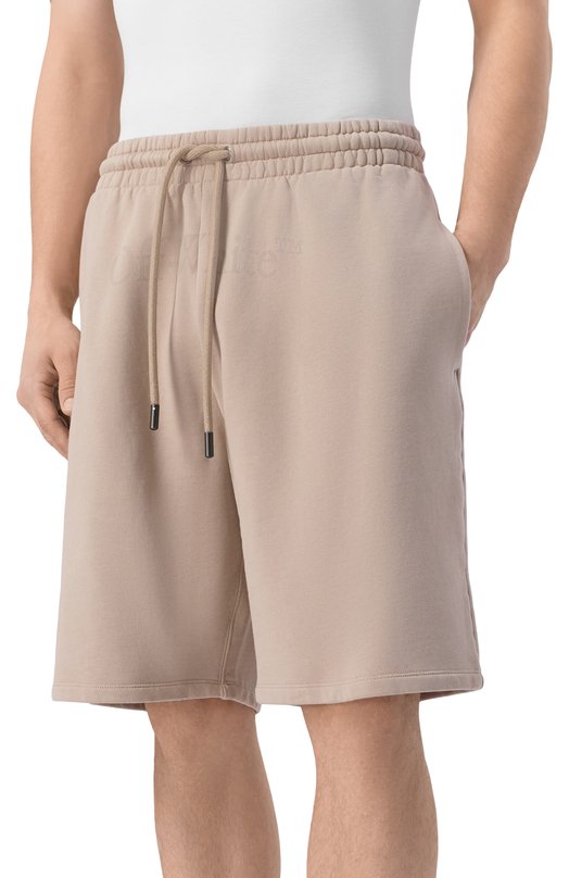 Хлопковые шорты Off-White 0MCI013S26FLE00C Бежевый  0MCI013S26FLE00C Фото 3