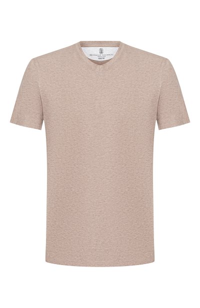 Хлопковая футболка BRUNELLO CUCINELLI бежевого цвета по цене 34700 руб., арт. M0T611344, фото 1 Хлопковая футболка BRUNELLO CUCINELLI, арт. M0T611344, фото 1