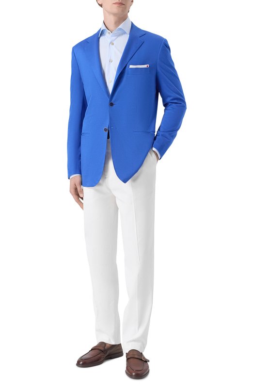 Хлопковый пиджак Kiton UG81H07715 Синий  UG81H07715 Фото 2