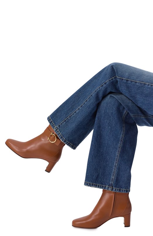 Кожаные ботильоны Jamie 55 Ferragamo 01J229/779 Коричневый  01J229/779 Фото 2