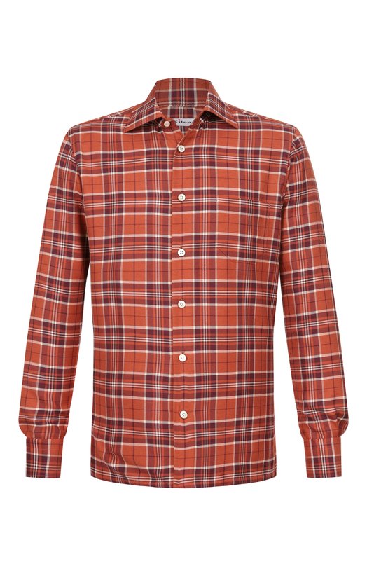 Рубашка из хлопка и кашемира Kiton UMCNERH0942002 Оранжевый UMCNERH0942002