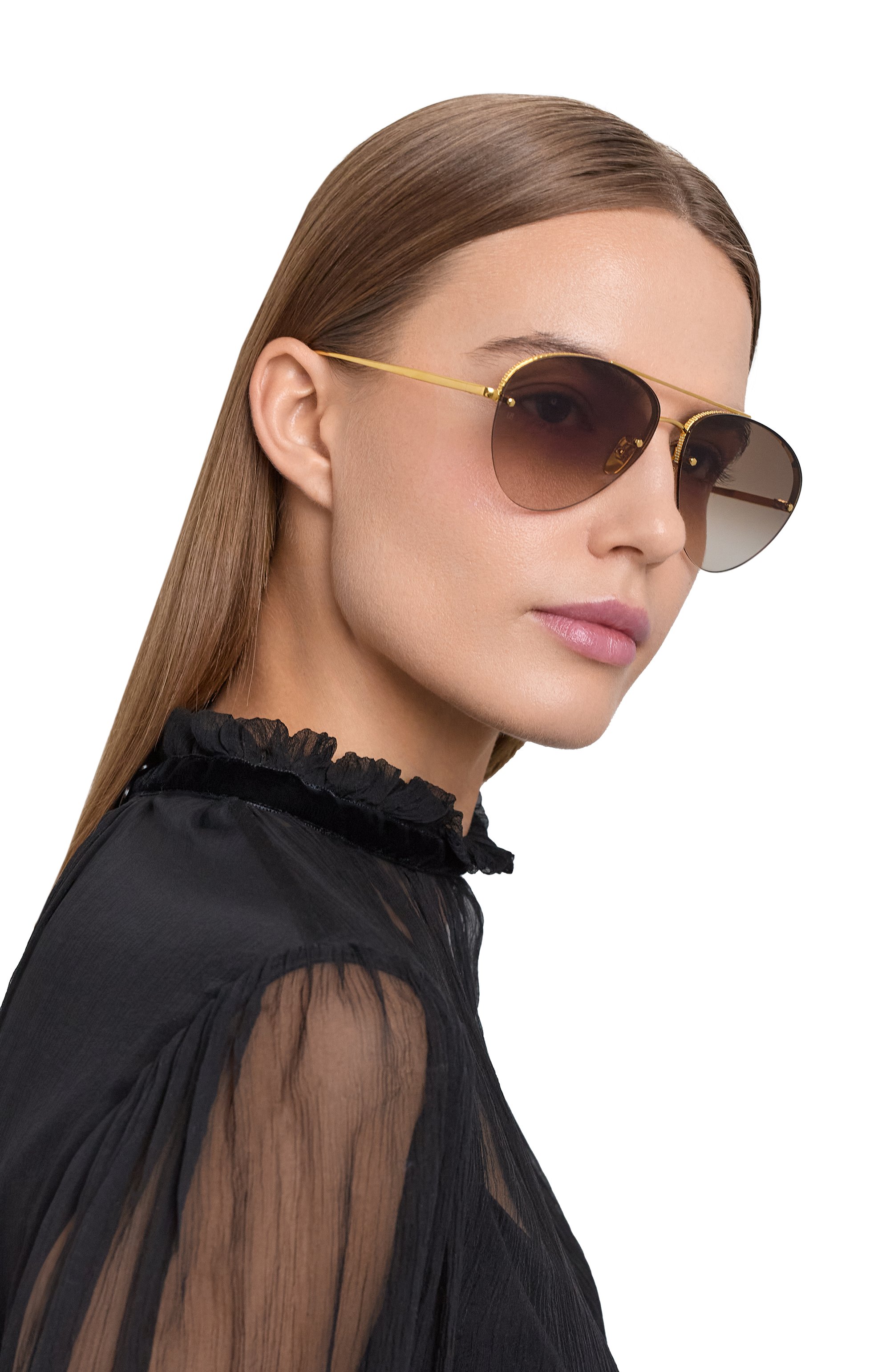 Солнцезащитные очки LINDA FARROW коричневого цвета по цене 134500 руб., арт. LFL1444C1 SUN, фото 2 Солнцезащитные очки LINDA FARROW, арт. LFL1444C1 SUN, фото 2