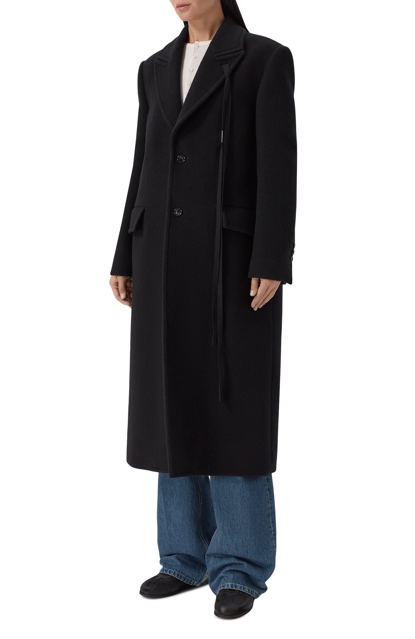 Шерстяное пальто ANN DEMEULEMEESTER черного цвета по цене 284500 руб., арт. B0014262/FA510, фото 3 Шерстяное пальто ANN DEMEULEMEESTER, арт. B0014262/FA510, фото 3
