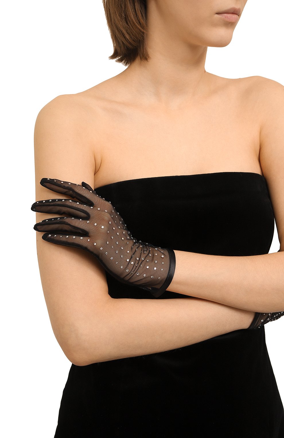 Перчатки с отделкой стразами GUCCI, арт. 681600 3HE19, фото 2