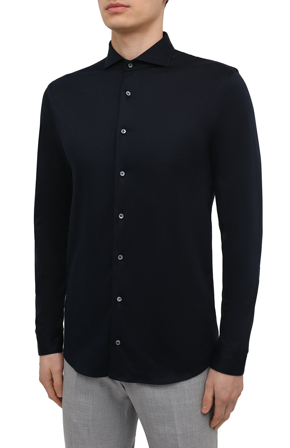 Хлопковая рубашка VAN LAACK темно-синего цвета по цене 29950 руб., арт. M-PER-LSF/180031, фото 3 Хлопковая рубашка VAN LAACK, арт. M-PER-LSF/180031, фото 3