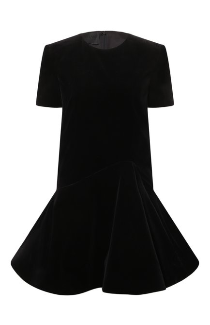 Женское хлопковое платье VALENTINO черного цвета, арт. 5B0VABH68WY | Фото 1 (Длина Ж (юбки, платья, шорты): Мини; Драгоценные камни: Проставлено; Материал сплава: Проставлено; Рукава: Короткие)