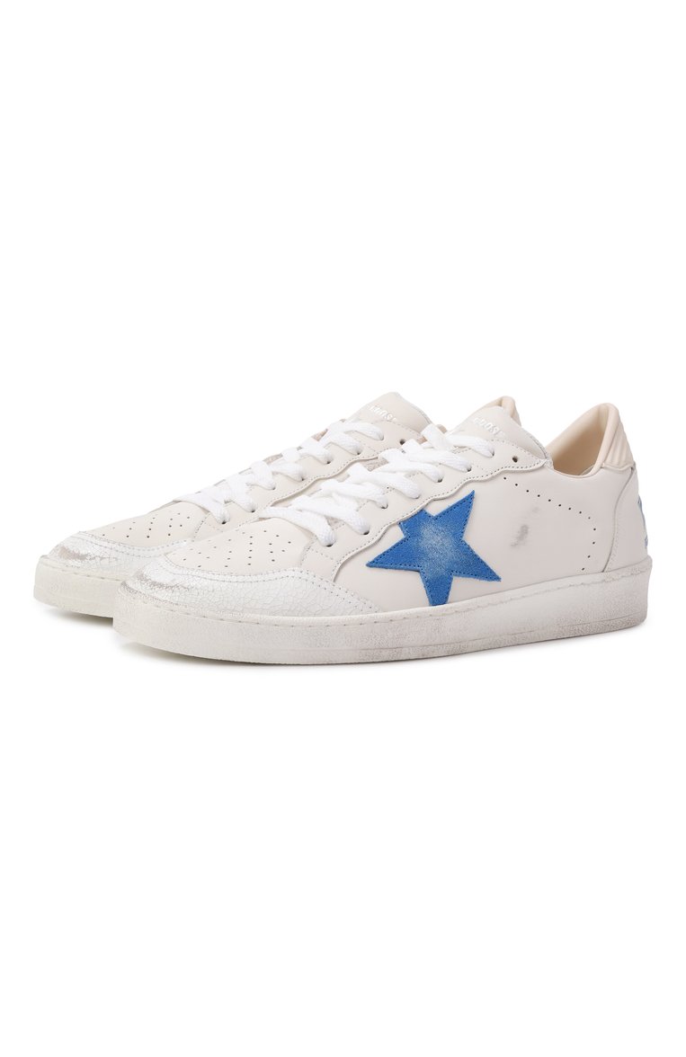 Мужские кожаные кеды ball star GOLDEN GOOSE DELUXE BRAND белого цвета, арт. GMF00851.F006781 | Фото 1 (Подошва: Массивная; Материал внутренний: Текстиль; Материал внешний: Натуральная кожа; Автоматизация ТО: Проставлено; Автоматизация состава: Проставлено; Кросс-КТ: Низкие; Стили: Классический; Материал утеплителя: Без утеплителя)