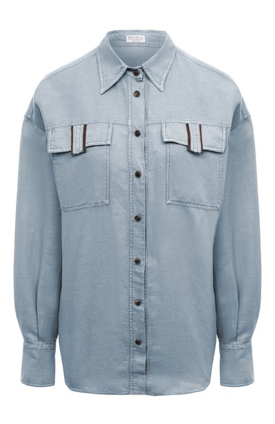 Рубашка изо льна и хлопка BRUNELLO CUCINELLI, арт. MD698B1064, фото 1