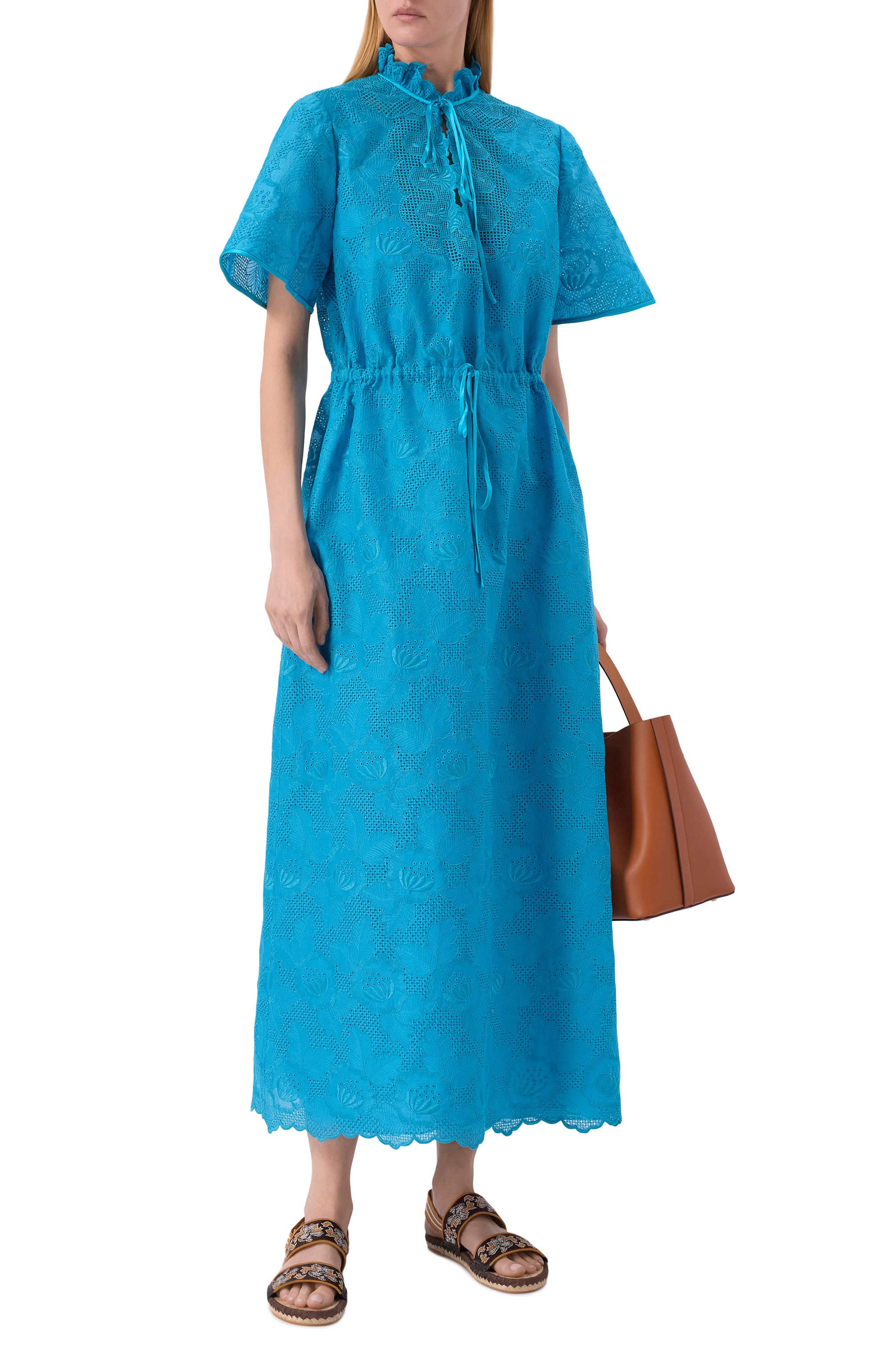 Хлопковое платье VALENTINO бирюзового цвета по цене 557000 руб., арт. 8B3VAJK5/A4G, фото 2 Хлопковое платье VALENTINO, арт. 8B3VAJK5/A4G, фото 2