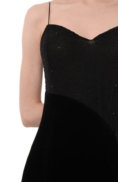 Бархатное платье с отделкой стразами ALINE черного цвета по цене 55000 руб., арт. AL152503, фото 5 Бархатное платье с отделкой стразами ALINE, арт. AL152503, фото 5
