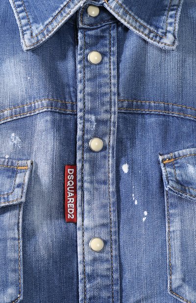Джинсовая рубашка DSQUARED2 синего цвета по цене 48150 руб., арт. S75DL0688/S30341, фото 5 Джинсовая рубашка DSQUARED2, арт. S75DL0688/S30341, фото 5