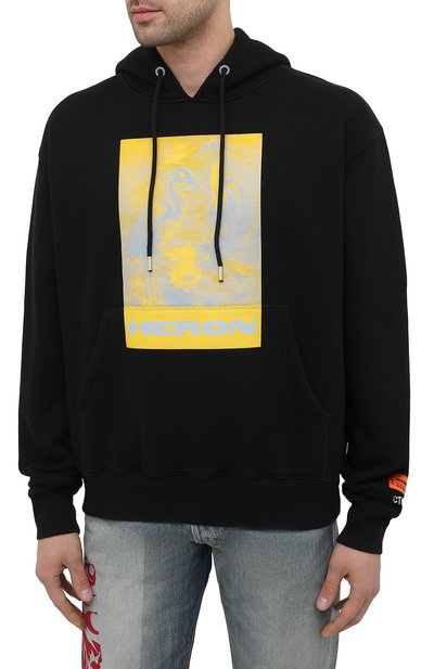 Хлопковое худи HERON PRESTON черного цвета по цене 41050 руб., арт. HMBB015R21JER0021018, фото 3 Хлопковое худи HERON PRESTON, арт. HMBB015R21JER0021018, фото 3