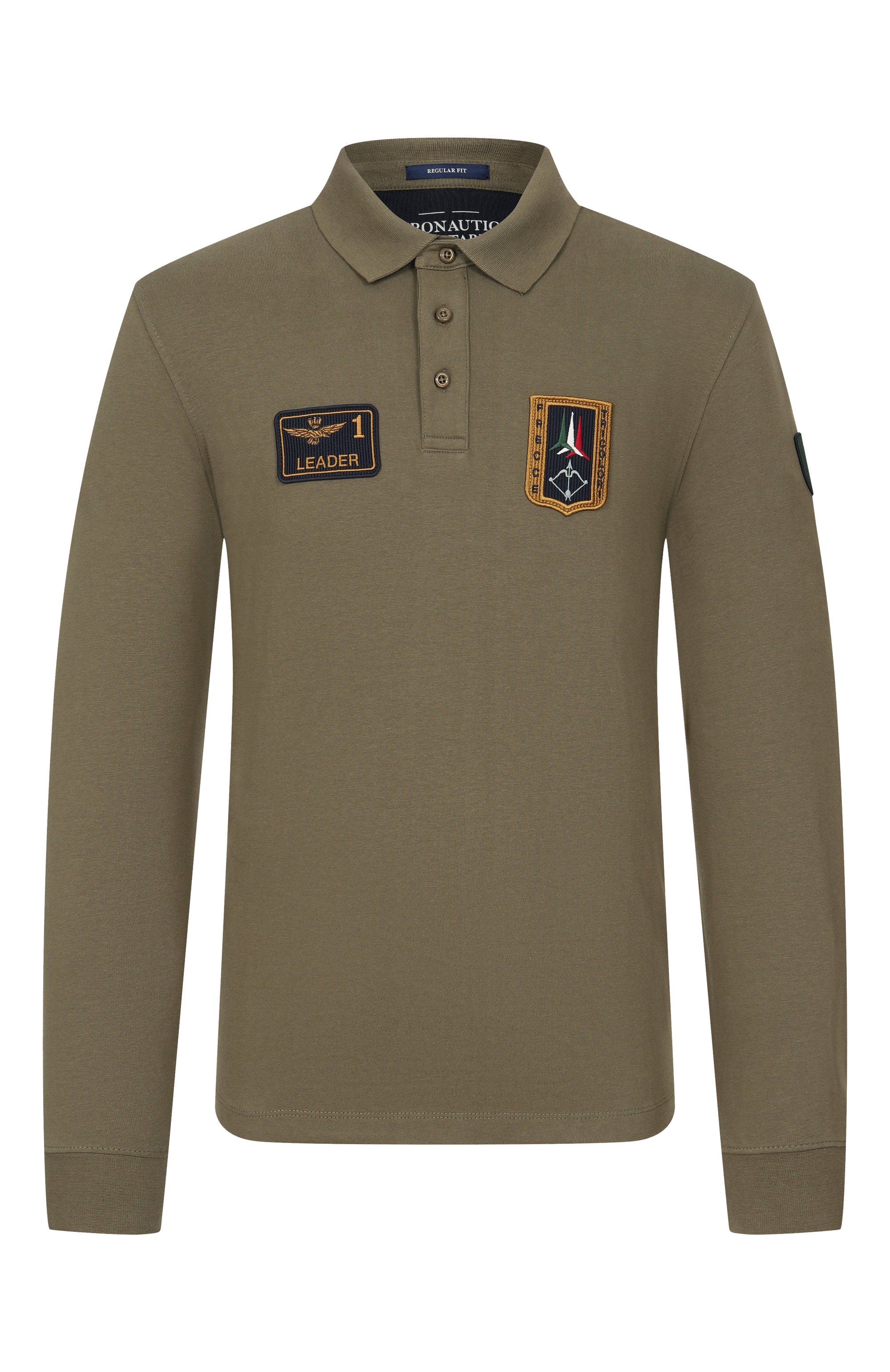 Хлопковое поло AERONAUTICA MILITARE хаки цвета по цене 17050 руб., арт. P01941U/J00703, фото 1 Хлопковое поло AERONAUTICA MILITARE, арт. P01941U/J00703, фото 1