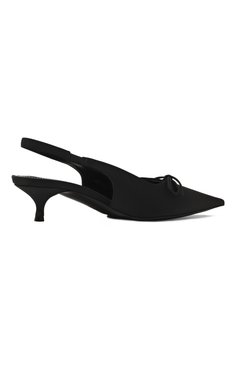 Женские текстильные туфли knife bow 40 BALENCIAGA черного цвета, арт. 782551/W2ES0 | Фото 5 (Подошва: Плоская; Драгоценные камни: Проставлено; Материал сплава: Проставлено; Каблук высота: Низкий; Материал внутренний: Натуральная кожа; Материал внешний: Текстиль; Женское Кросс-КТ: Слингбэки; Каблук тип: Kitten heel)