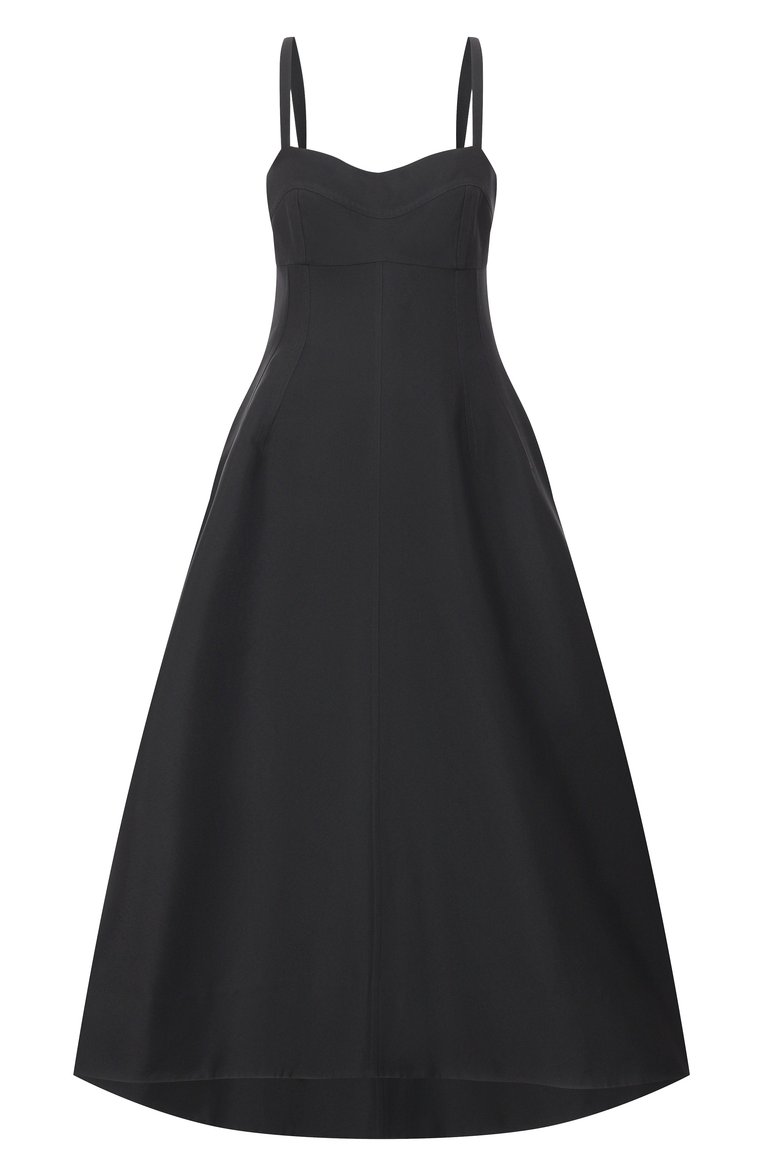 Женское платье JIL SANDER черного цвета, арт. J04CT0113-J70013 | Фото 1 (Материал внешний: Шелк, Синтетический материал; Длина Ж (юбки, платья, шорты): Миди; Случай: Повседневный; Женское Кросс-КТ: Платье-одежда; Стили: Минимализм; Рукава: На бретелях; Автоматизация ТО: Проставлено; Автоматизация состава: Проставлено)