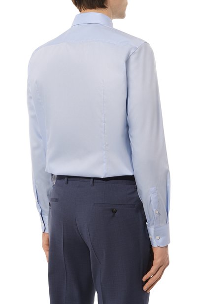 Хлопковая сорочка BOSS голубого цвета по цене 11050 руб., арт. 50490514, фото 5 Хлопковая сорочка BOSS, арт. 50490514, фото 5