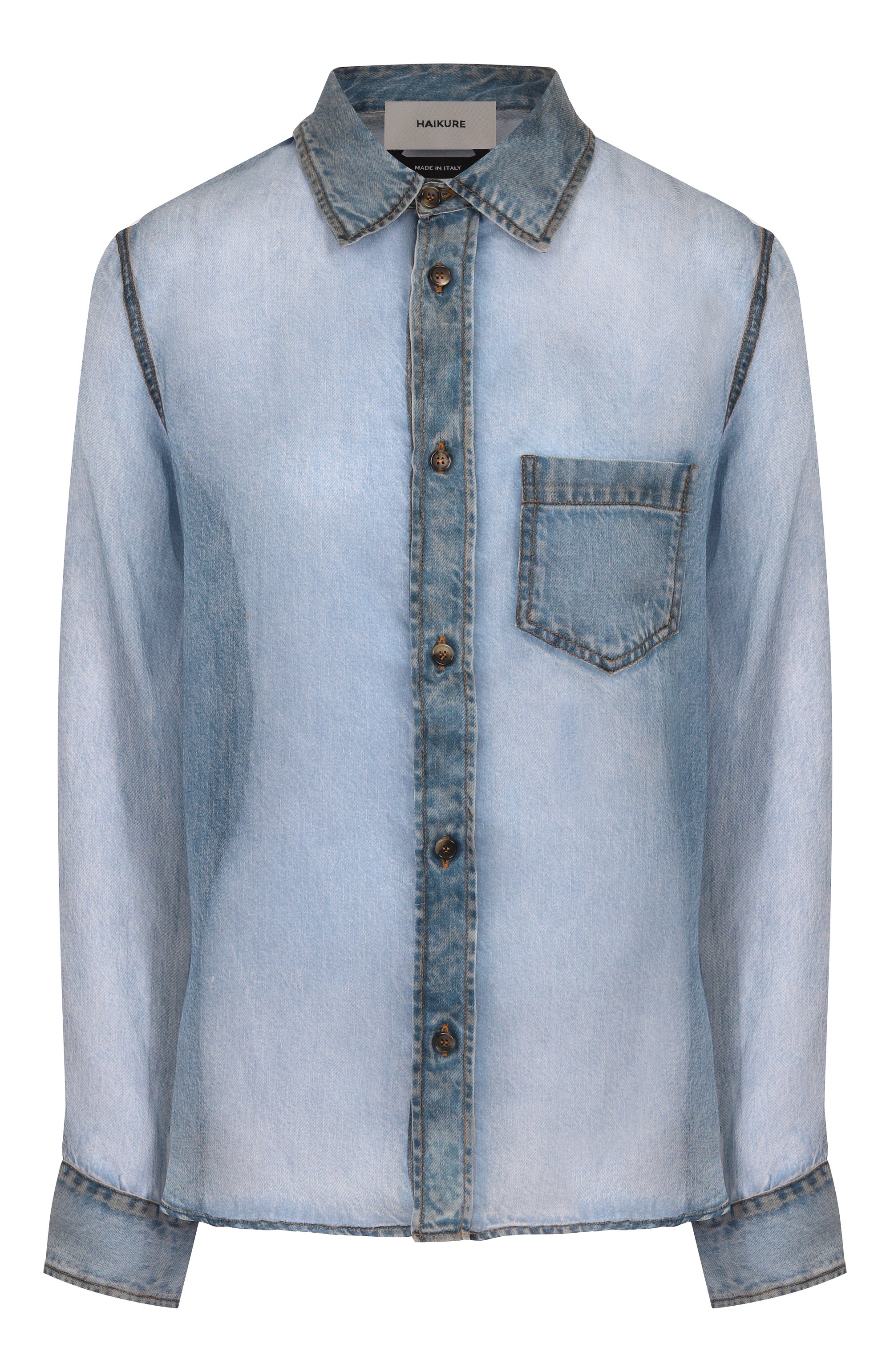 Шелковая рубашка HAIKURE синего цвета по цене 87550 руб., арт. HEW060820R001L0890, фото 1 Шелковая рубашка HAIKURE, арт. HEW060820R001L0890, фото 1