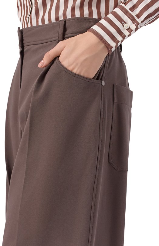 Хлопковые брюки Brunello Cucinelli MH827HZ589 Коричневый  MH827HZ589 Фото 5