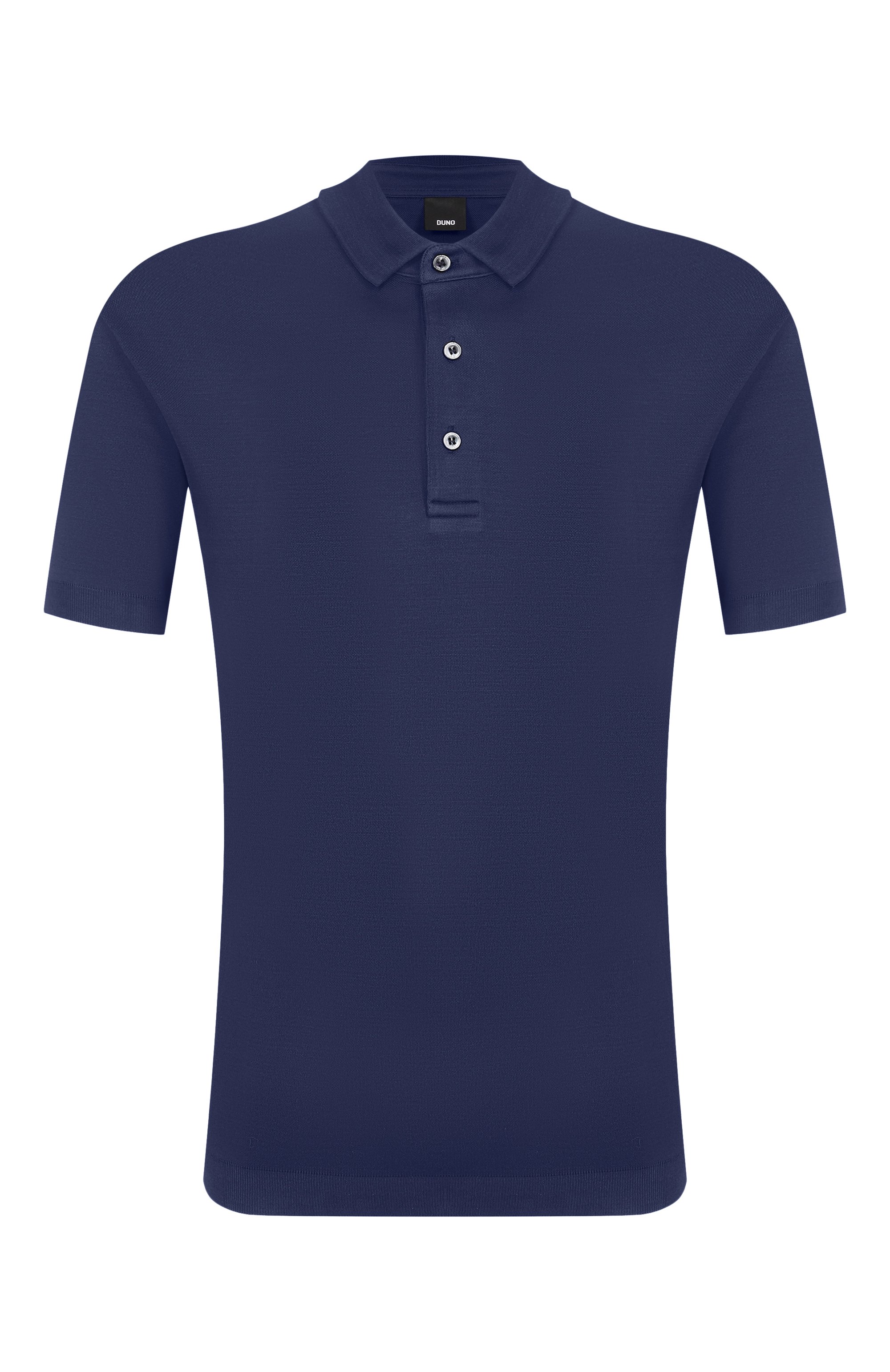 Хлопковое поло DUNO темно-синего цвета по цене 19950 руб., арт. N0VUS/BARZI, фото 1 Хлопковое поло DUNO, арт. N0VUS/BARZI, фото 1