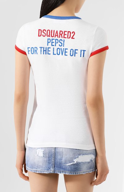 Хлопковая футболка DSQUARED2 белого цвета по цене 25200 руб., арт. S73GC0258/S22507, фото 4 Хлопковая футболка DSQUARED2, арт. S73GC0258/S22507, фото 4