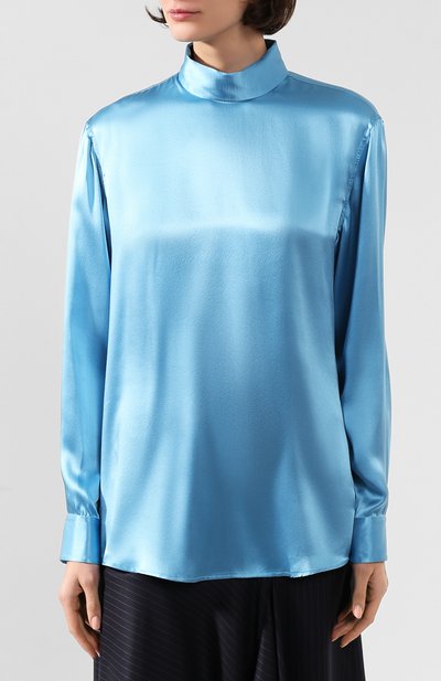 Шелковая блузка DRIES VAN NOTEN голубого цвета по цене 54000 руб., арт. 192-10759-8380, фото 3 Шелковая блузка DRIES VAN NOTEN, арт. 192-10759-8380, фото 3