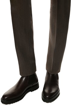 Мужские кожаные челси W.GIBBS темно-коричневого цвета, арт. 7260004/2311 | Фото 3 (Материал внешний: Кожа; Материал утеплителя: Натуральный мех; Мужское Кросс-КТ: зимние сапоги, Сапоги-обувь, Челси-обувь; Материал сплава: Проставлено)