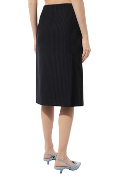 Женская шерстяная юбка PRADA синего цвета, арт. P122T-1ZJ7-F0124-212 | Фото 4 (Материал внешний: Шерсть; Длина Ж (юбки, платья, шорты): Миди; Стили: Классический)