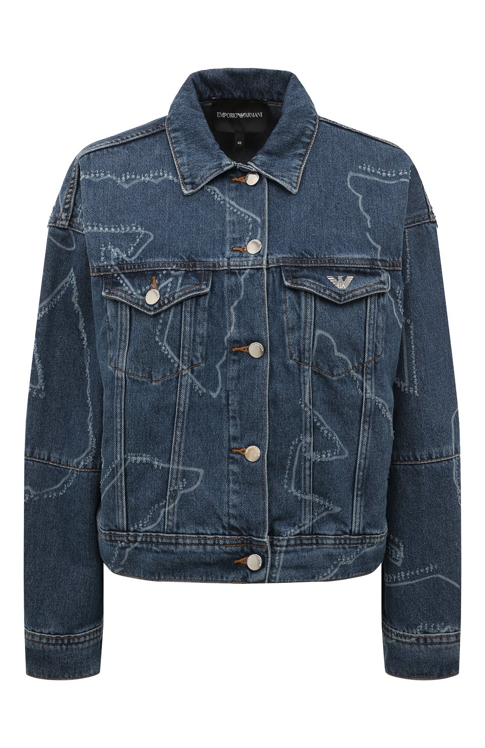 Джинсовая куртка EMPORIO ARMANI синего цвета по цене 21400 руб., арт. 3H2B88/2D5XZ/0UTLET AW22-23, фото 1 Джинсовая куртка EMPORIO ARMANI, арт. 3H2B88/2D5XZ/0UTLET AW22-23, фото 1