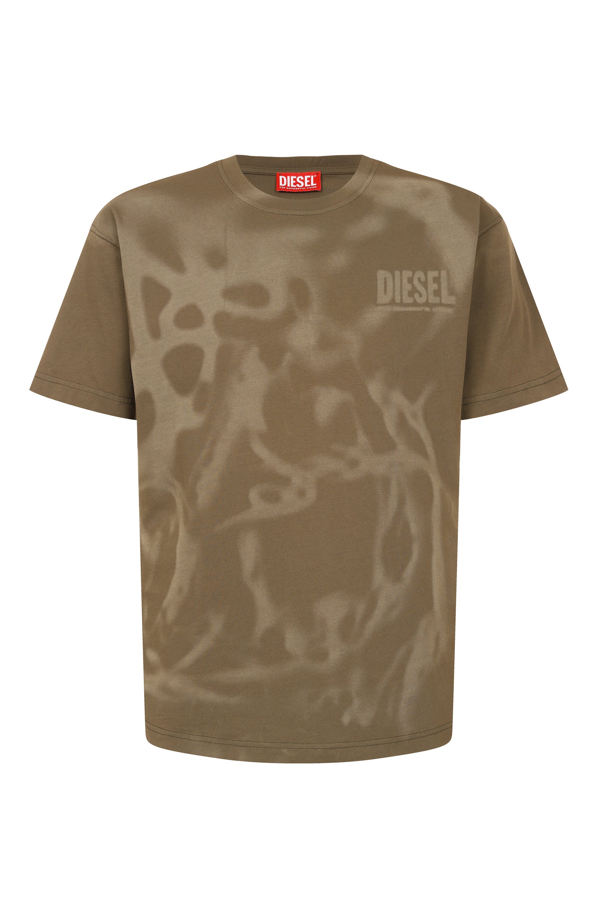 Хлопковая футболка DIESEL хаки цвета по цене 10550 руб., арт. A19995/0LJBS, фото 1 Хлопковая футболка DIESEL, арт. A19995/0LJBS, фото 1
