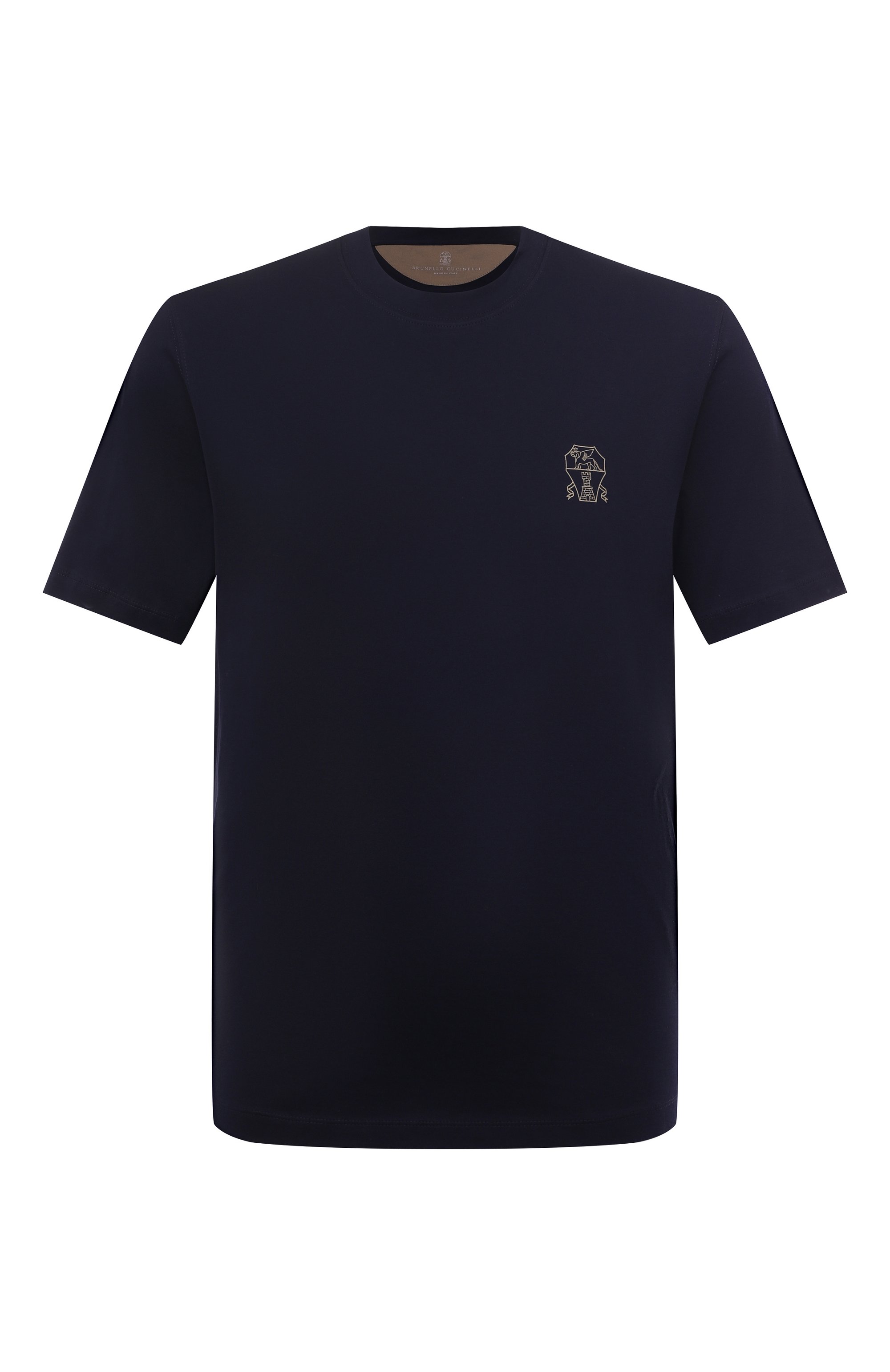 Хлопковая футболка BRUNELLO CUCINELLI темно-синего цвета по цене 54050 руб., арт. M0B137445G, фото 1 Хлопковая футболка BRUNELLO CUCINELLI, арт. M0B137445G, фото 1