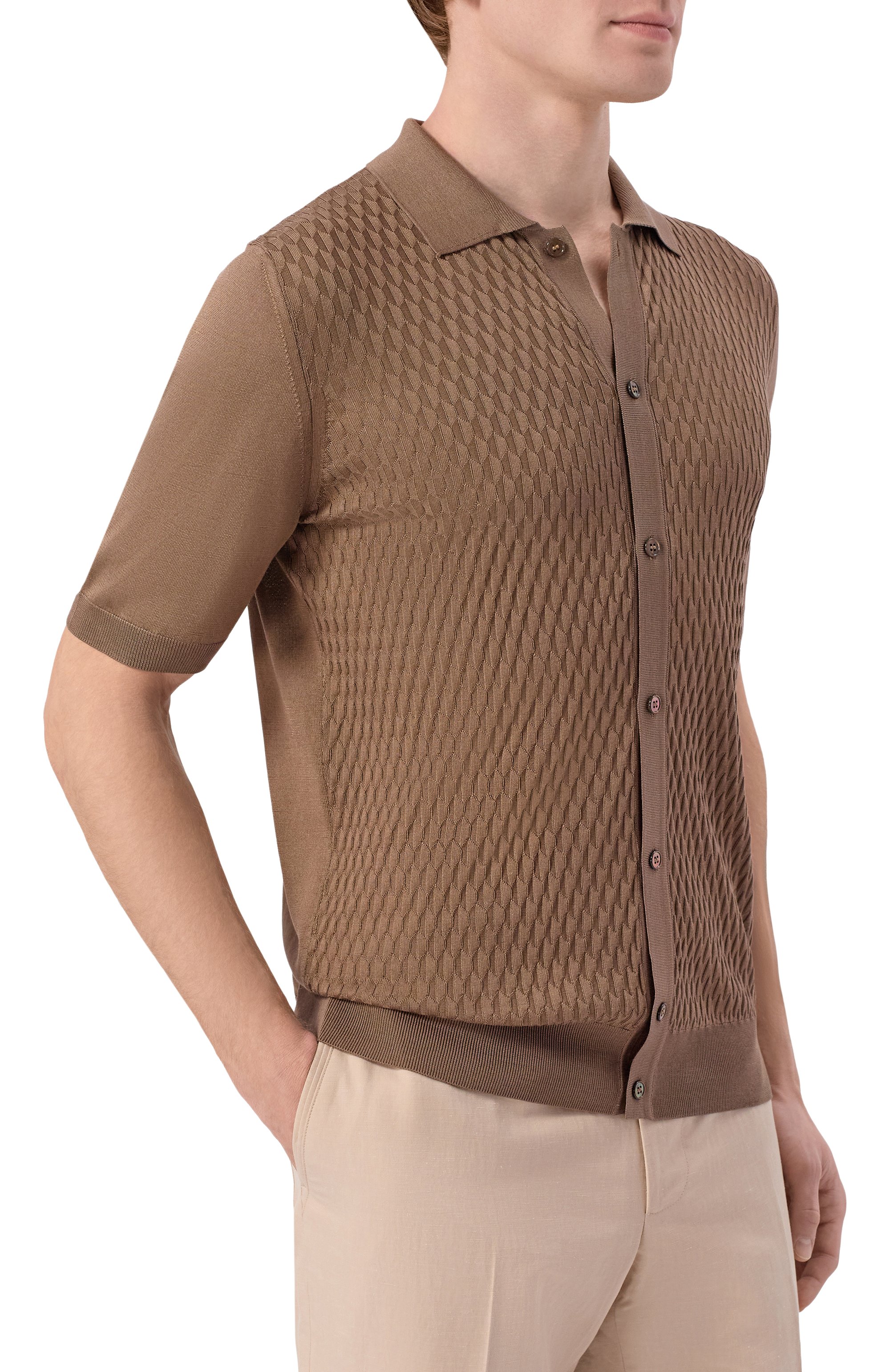 Шелковая рубашка MVST темно-бежевого цвета по цене 119500 руб., арт. M26.CSM.K427/QUEEN-SILK, фото 3 Шелковая рубашка MVST, арт. M26.CSM.K427/QUEEN-SILK, фото 3