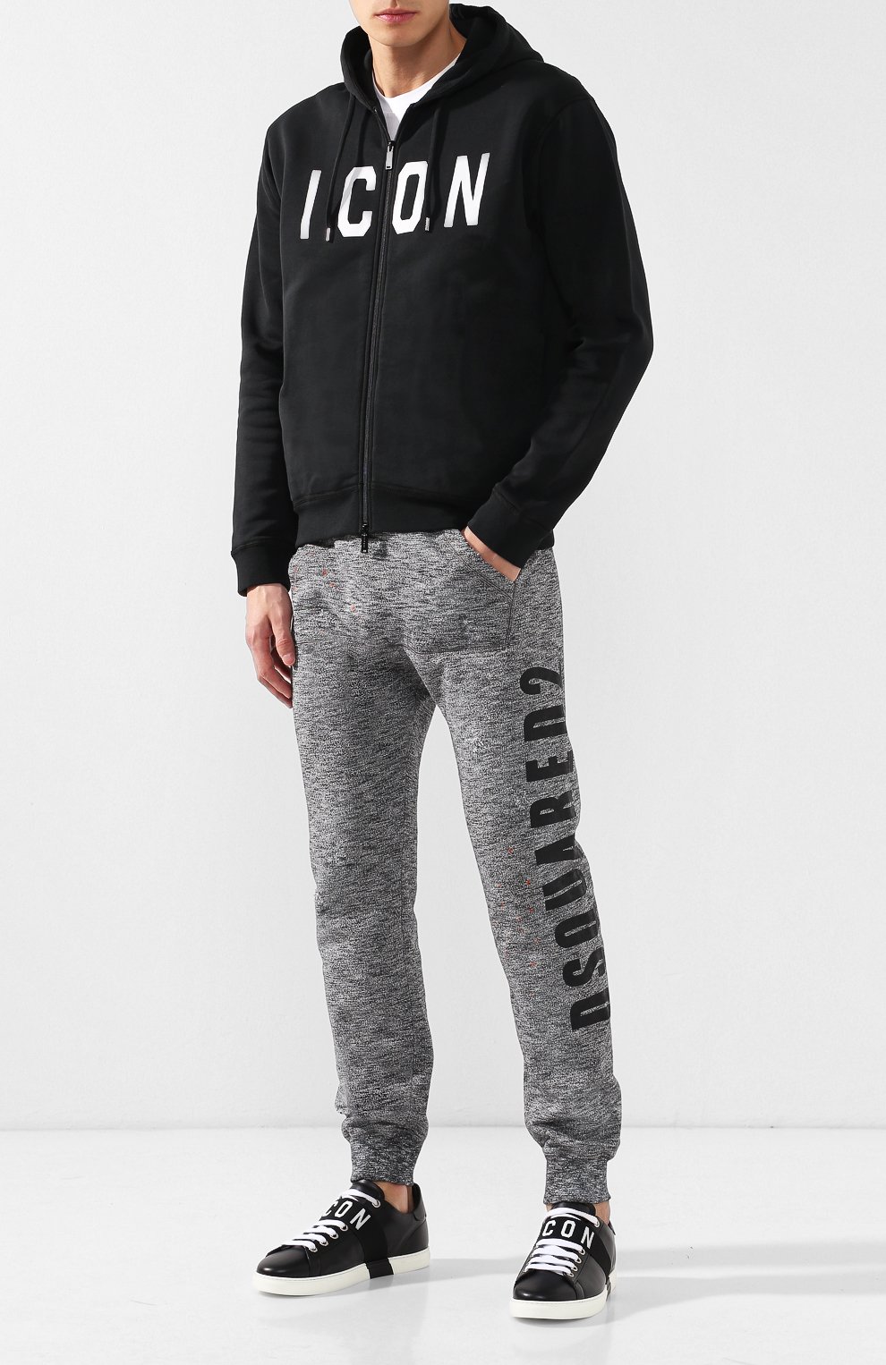 Кожаные кеды icon на шнуровке DSQUARED2, арт. SNM0028 01500001, фото 2