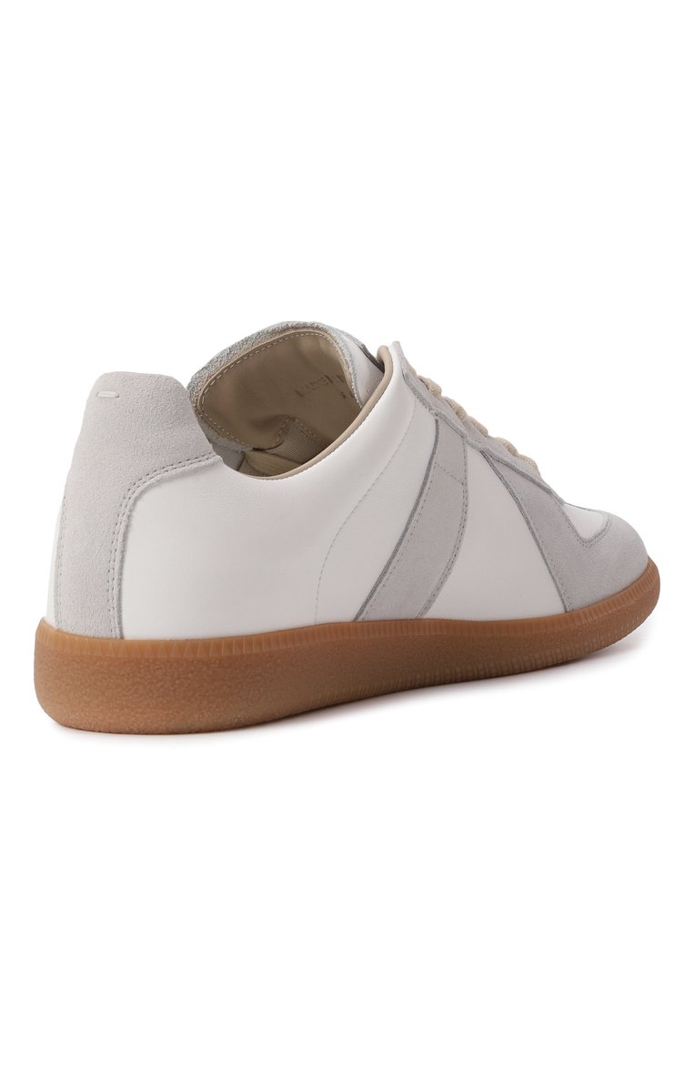 Мужские кожаные кеды replica MAISON MARGIELA белого цвета, арт. S57WS0236/P1895 | Фото 5 (Материал внутренний: Текстиль; Стили: Классический; Материал внешний: Натуральная кожа; Кросс-КТ: Низкие; Материал утеплителя: Без утеплителя; Подошва: Плоская)