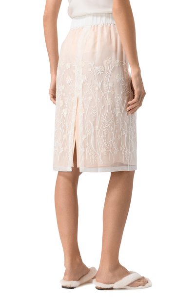 Шелковая юбка P.A.R.O.S.H. белого цвета по цене 52450 руб., арт. D621136, фото 4 Шелковая юбка P.A.R.O.S.H., арт. D621136, фото 4