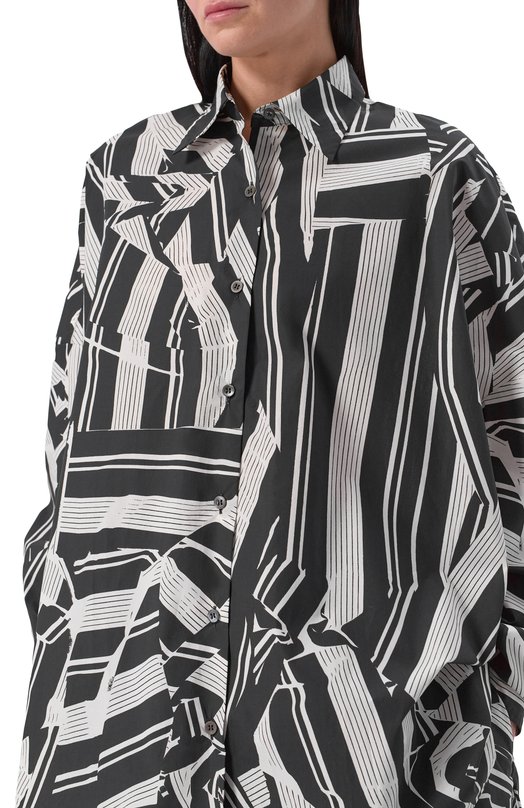 Хлопковая рубашка Dries Van Noten 130700/3003 Чёрно-белый  130700/3003 Фото 5