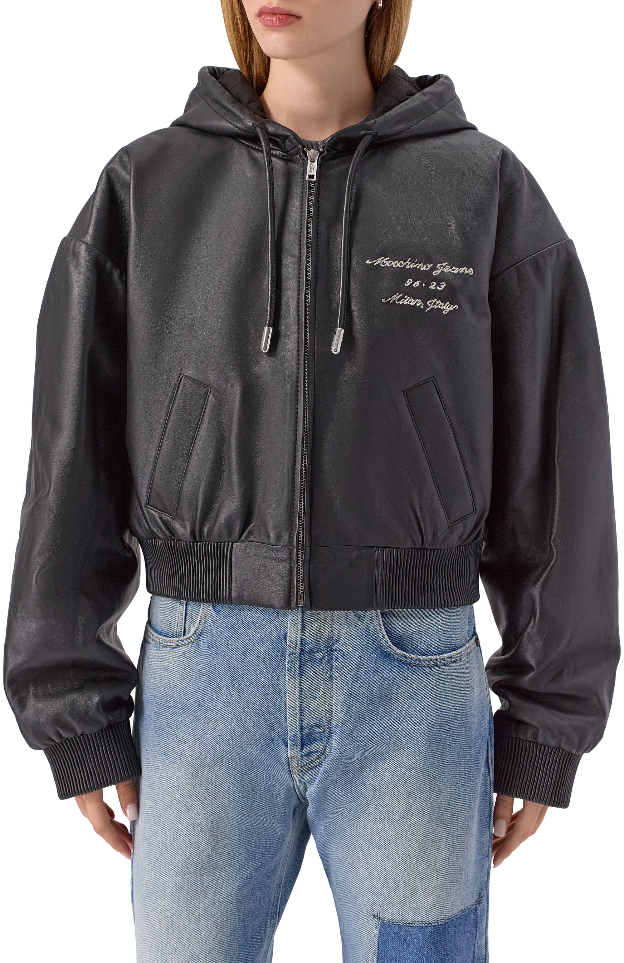 Кожаный бомбер M05CH1NO JEANS, арт. A3705/8216, фото 3