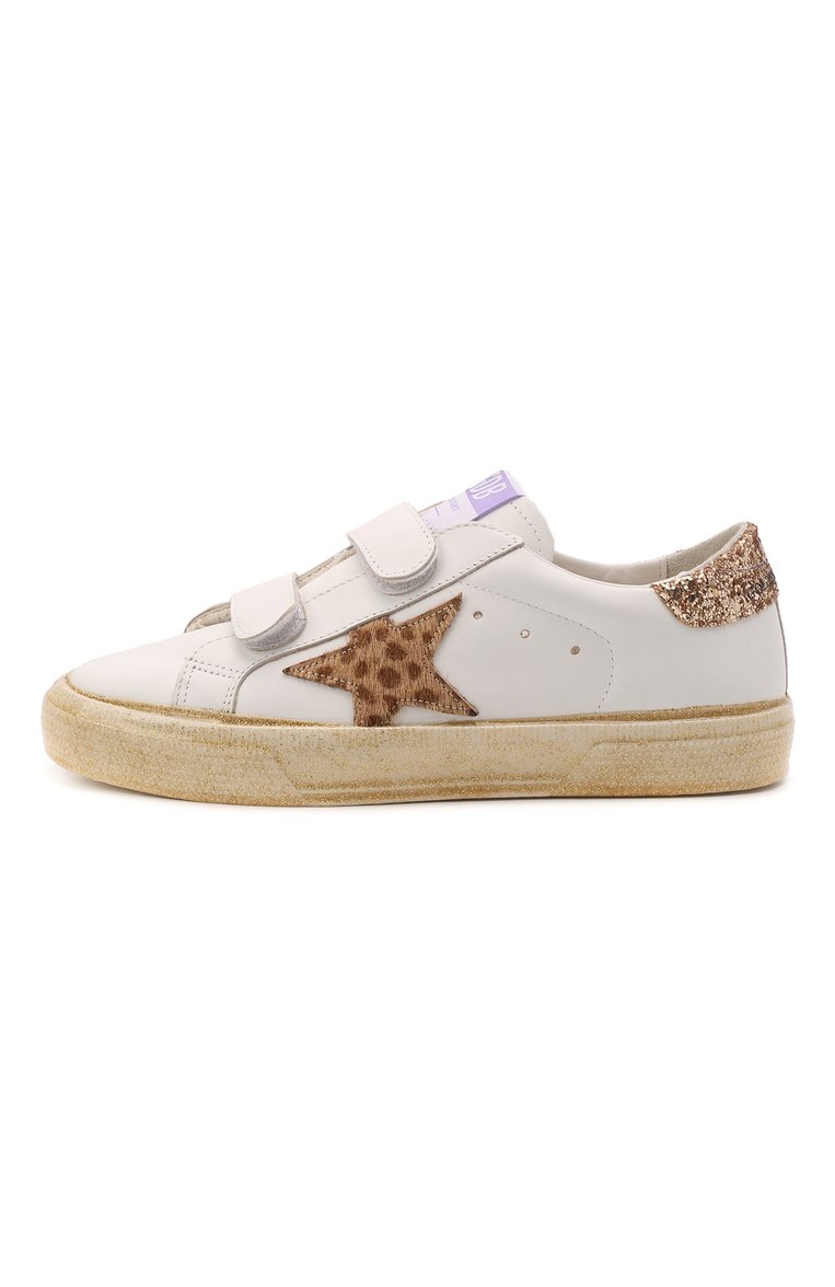 Детские кожаные кеды superstar GOLDEN GOOSE DELUXE BRAND белого цвета, арт. GTF00198.F002805 | Фото 2 (Материал внутренний: Натуральная кожа; Региональные ограничения белый список (Axapta Mercury): RU, Не проставлено; Девочки Кросс-КТ: Обувь-низкие; Кросс-КТ: велькро; Материал сплава: Проставлено; Нос: Не проставлено; Материал внешний: Натуральная кожа)