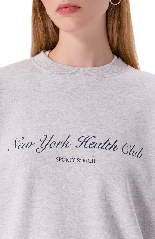 Хлопковый свитшот Sporty and Rich ST071506043GY03 Серый  ST071506043GY03 Фото 5